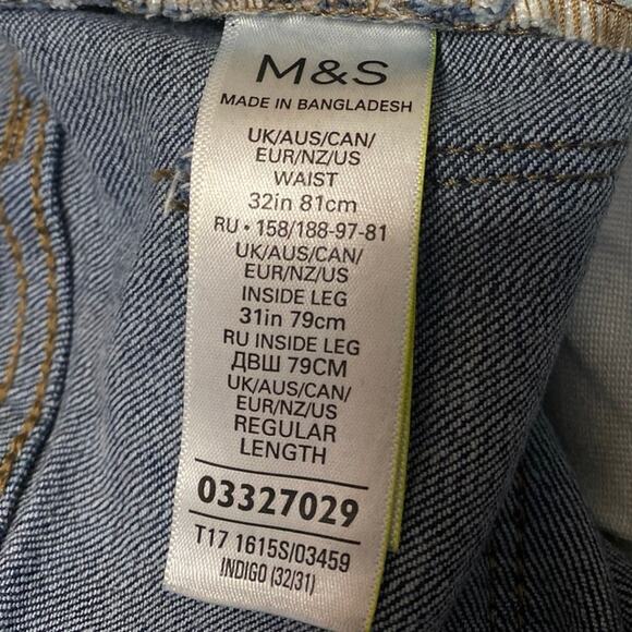 M&S Mark & Spencer Men's Blue Dark Wash Slim Straight Leg Denim Jeans Size 32 - Picture 4 of 5